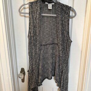 American Rag Black and White Sleeveless Cardigan Sweater-Size Large